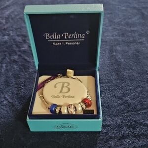 Bella Perlina Gold and Blue Charm Bracelet